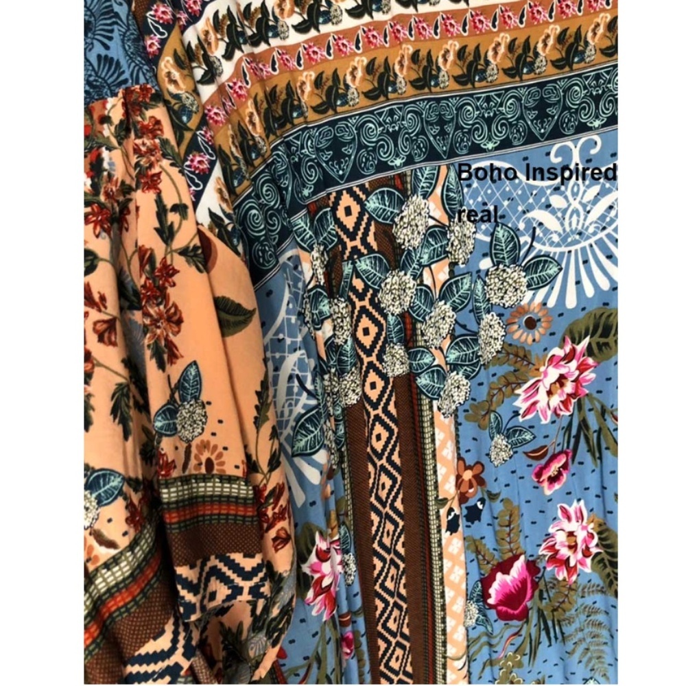 boho gypsy belted floral Long Kimono Cardigan - Picture 3 of 7